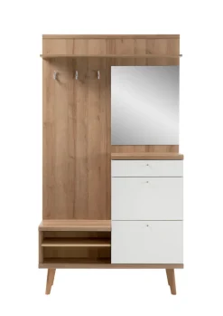 Garderobe LENA_MERLE Eiche Riviera NB/ weiß matt