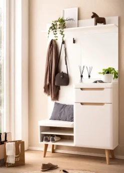 Garderobe SVANTE_TORGE 107 x 197 cm weiß/braun