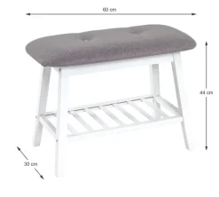 Garderobenbank 60 x 44 cm Weiß/ Grau