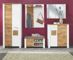 Garderobenbank MATERIO 90 x 50 x 39 cm Holznachbildung braun/weiß