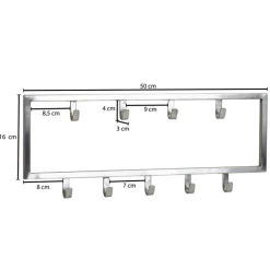 Garderobenleiste 50 x 20 cm silberfarbig