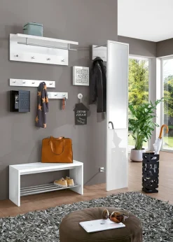 Garderobenleiste EDDY Hochglanz 57 x 8 x 5 cm Holz weiß