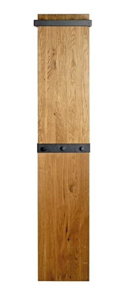 Garderobenpaneel 35 x 175 cm Eiche Massivholz/schwarz