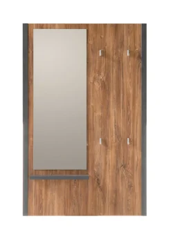 Garderobenpaneel DETROIT 90 x 138 cm Spiegelglas/braun/anthrazit