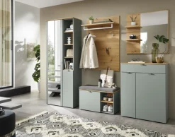 Garderobenschrank 78 x 202 x 38 cm schilfgrün supermatt/braun