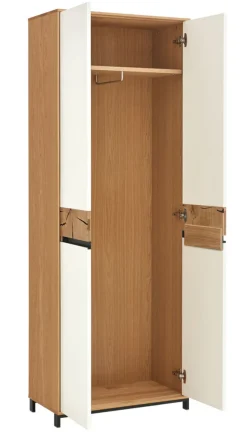 Garderobenschrank KASTINA Eiche Bianco/ Lack weiß