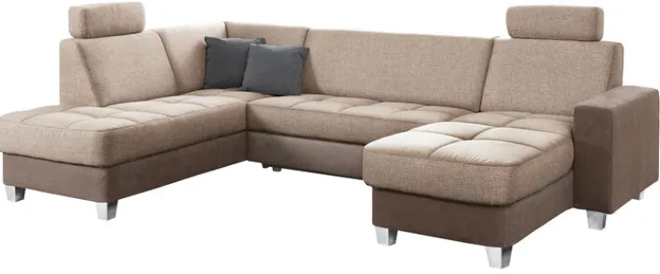 GIOVANNI D'Alberto Wohnlandschaft 165 x 301 x 198 cm Stoffbezug beige/braun