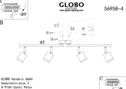 GLOBO LED Deckenlampe COMORE 4 Spots nickelfarbig
