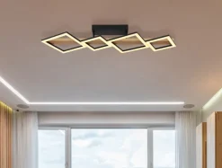 GLOBO LED Deckenlampe DUSTIN 92 x 30 cm Holzoptik