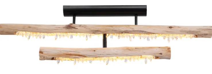 GLOBO LED Deckenlampe FELICITAS 100 cm schwarz /Holz
