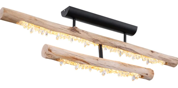 GLOBO LED Deckenlampe FELICITAS 100 cm schwarz /Holz