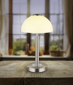 GLOBO LED Tischlampe ULDIN 31 cm nickelfarbig