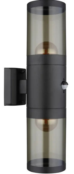 GLOBO Retrofit Außenwandleuchte XELOO B 2-flg schwarz /rauchfarbig