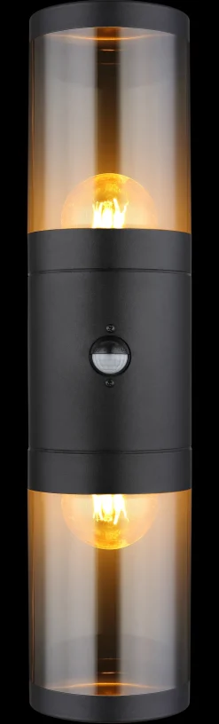 GLOBO Retrofit Außenwandleuchte XELOO B 2-flg schwarz /rauchfarbig