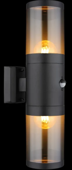 GLOBO Retrofit Außenwandleuchte XELOO B 2-flg schwarz /rauchfarbig