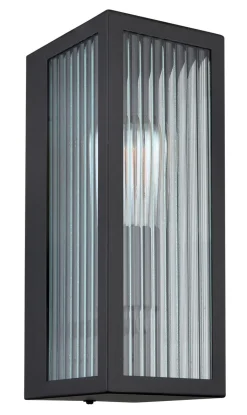 GLOBO Retrofit Außenwandleuchte GUNDULA schwarz /Glas