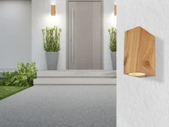 GLOBO Retrofit Außenwandleuchte VERONIKA 15 cm eckig /Holzoptik