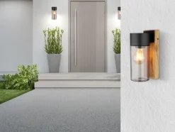 GLOBO Retrofit Außenwandleuchte ETSI Holzoptik