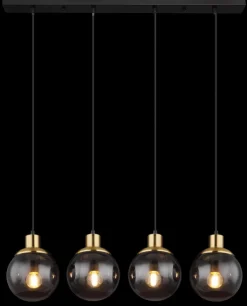 GLOBO Retrofit Balkenpendel POTTER 75 cm schwarz /messingfarbig