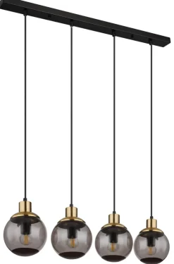 GLOBO Retrofit Balkenpendel POTTER 75 cm schwarz /messingfarbig