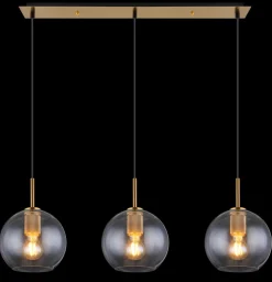 GLOBO Retrofit Balkenpendel ADARA 3-flg messingfarbig /Klarglas