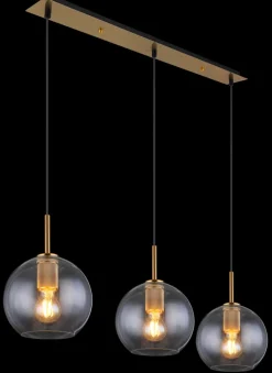 GLOBO Retrofit Balkenpendel ADARA 3-flg messingfarbig /Klarglas