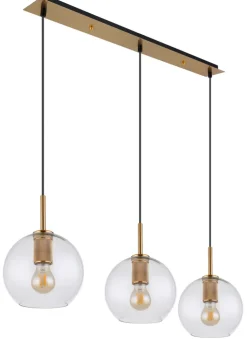 GLOBO Retrofit Balkenpendel ADARA 3-flg messingfarbig /Klarglas