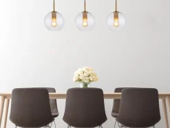 GLOBO Retrofit Balkenpendel ADARA 3-flg messingfarbig /Klarglas