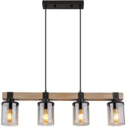 GLOBO Retrofit Balkenpendel LILA 73 cm Holz /rauchfarbig