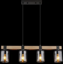 GLOBO Retrofit Balkenpendel LILA 73 cm Holz /rauchfarbig