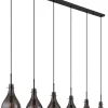 GLOBO Retrofit Balkenpendel OSKUS 6-flg schwarz /Rauchglas
