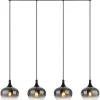 GLOBO Retrofit Balkenpendel MAXY 4-flg schwarz /Rauchfarbig