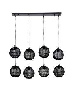 GLOBO Retrofit Balkenpendel HERMI II 8-flg schwarz