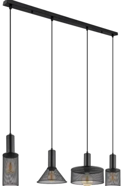 GLOBO Retrofit Balkenpendel JEDD 4-flg schwarz