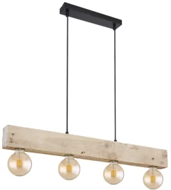 GLOBO Retrofit Balkenpendel ADALIE 80 cm schwarz /Holz