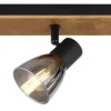 GLOBO Retrofit Deckenlampe CLAUDE 3 Spots schwarz /Holz