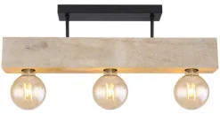 GLOBO Retrofit Deckenlampe ADALIE 60 cm schwarz /Holz