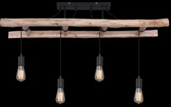 GLOBO Retrofit Deckenlampe IRMGARD 115 cm schwarz /Holz