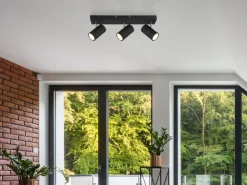 GLOBO Retrofit Deckenlampe mit 3 Spots ROBBY 41 cm schwarz