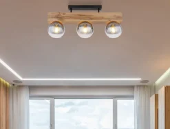 GLOBO Retrofit Deckenlampe MOITAS 65 cm Holz /grau