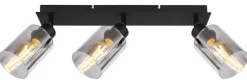 GLOBO Retrofit Deckenlampe HADERA 3 Spots schwarz /Rauchglas