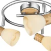 GLOBO Retrofit Deckenlampe 3 Spots Ø 25 GYLFI Nickel mit hellem Holz