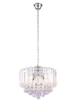 GLOBO Retrofit Kronleuchter MINNESOTA 35 cm chromfarbig /Acrylglas