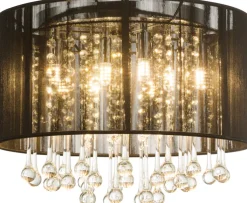 GLOBO Retrofit LED Deckenlampe BAGANA 8-flg chromfarbig /Seide