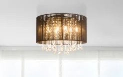 GLOBO Retrofit LED Deckenlampe BAGANA 8-flg chromfarbig /Seide