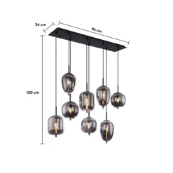 GLOBO Retrofit Pendellampe BLACKY 8-flammig