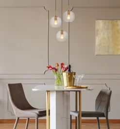 GLOBO Retrofit Pendelleuchte ADARA 3-flg messingfarbig /Klarglas