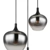 GLOBO Retrofit Pendelleuchte MAXY 3-flg schwarz /Rauchglas