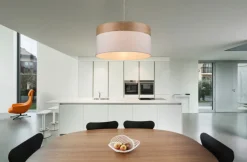 GLOBO Retrofit Pendelleuchte CHIPSY 40 cm beige /Holzdekor