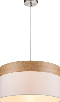 GLOBO Retrofit Pendelleuchte CHIPSY 40 cm beige /Holzdekor
